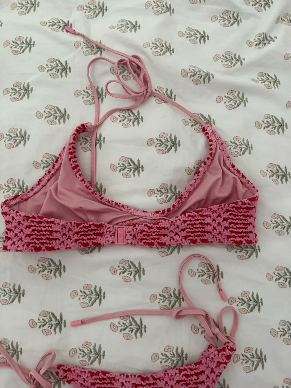 triangl swimwear Pink Crochet Tie-Side Bikini Set